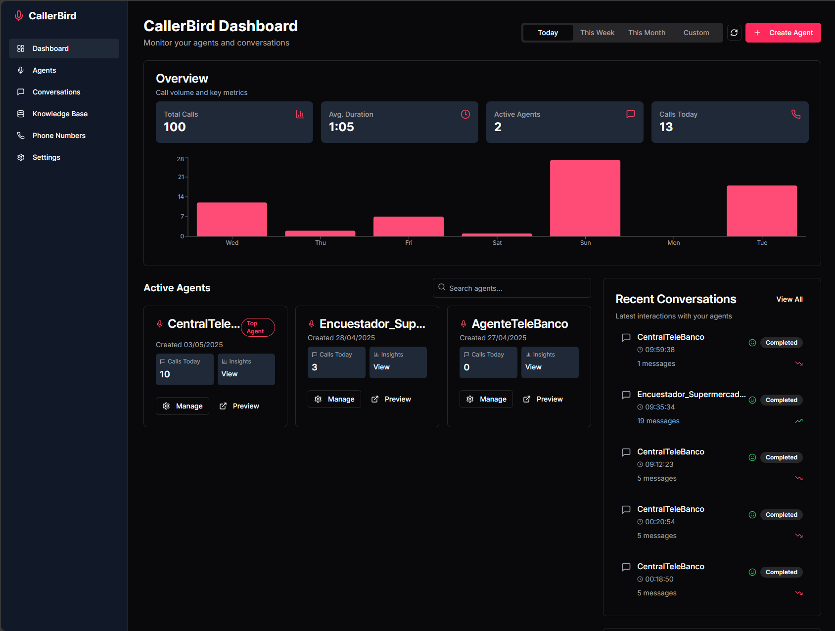 CallerBird Dashboard Preview